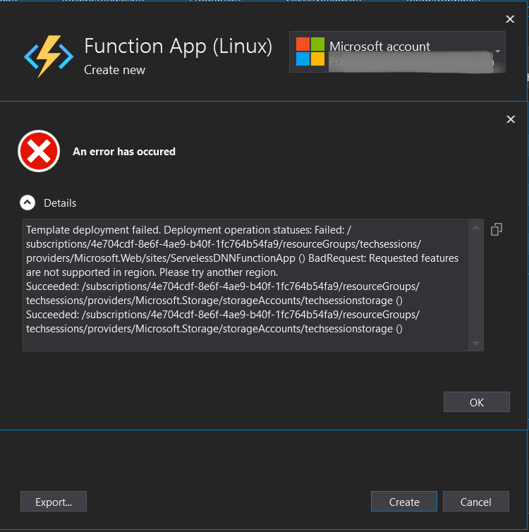 Azure Function error